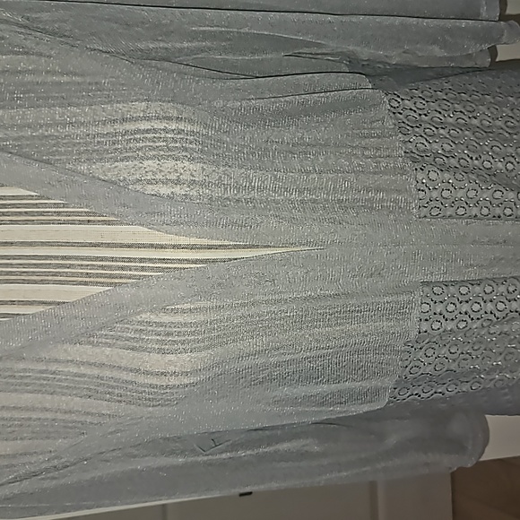 FORGOTTEN GRACE Women Silver color Tulle Mesh Lace Cardigan Size L - Picture 4 of 12